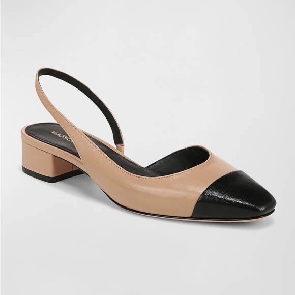 VERONICA BEARD Cecile Leather Cap Toe Slingback Sandals Shoes